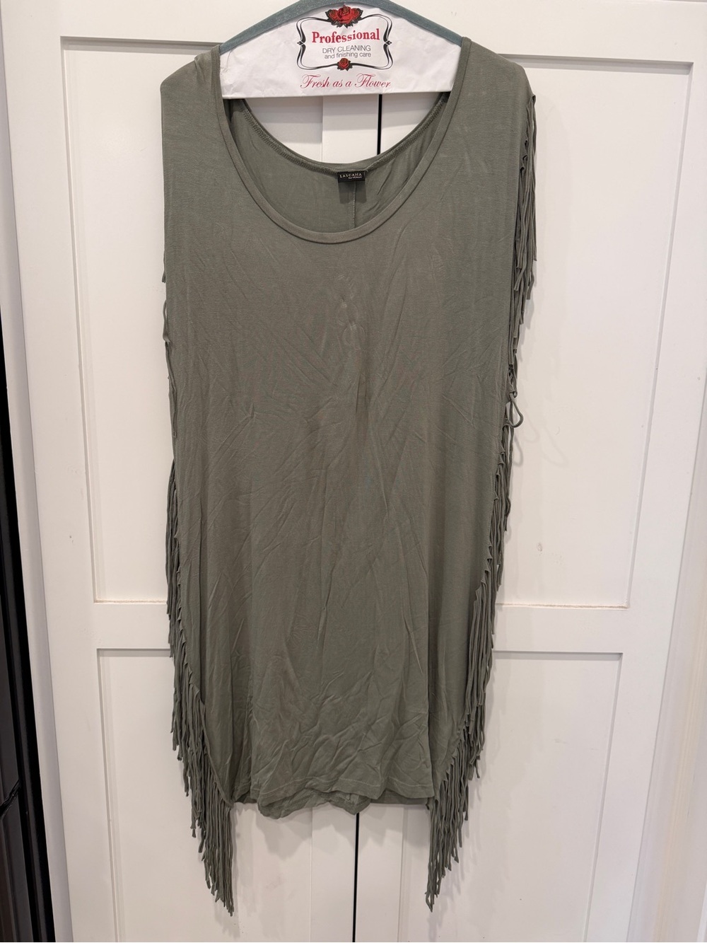 Lascana for Venus Fringed Sleeveless Dress/Cover - Sage Green